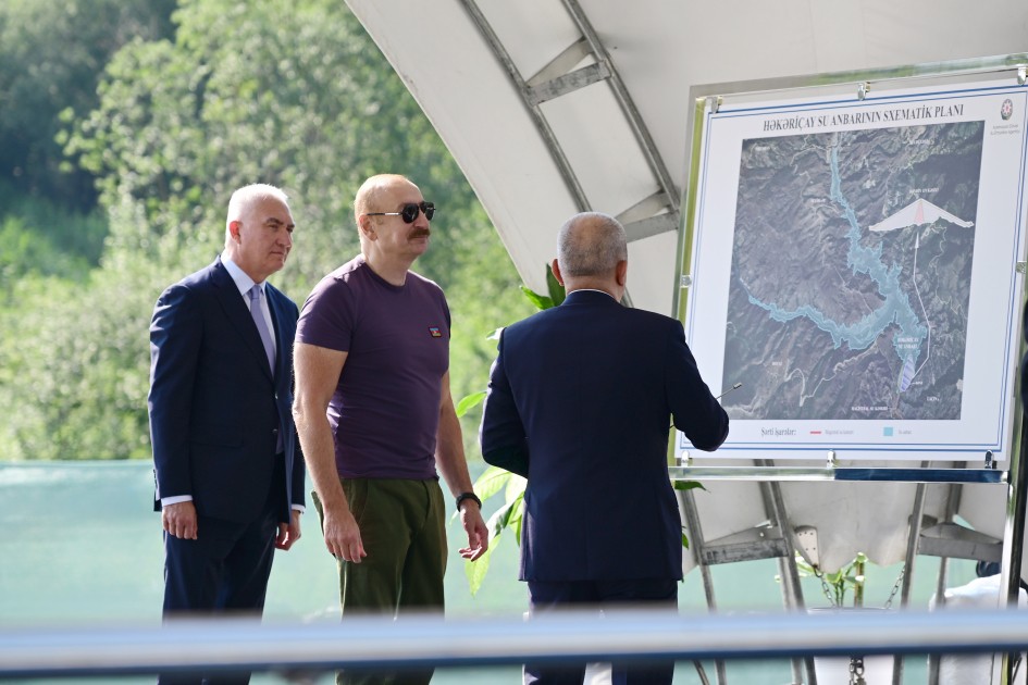 Prezident Laçında “Həkəriçay” su anbarının təməlini qoydu - FOTOLAR