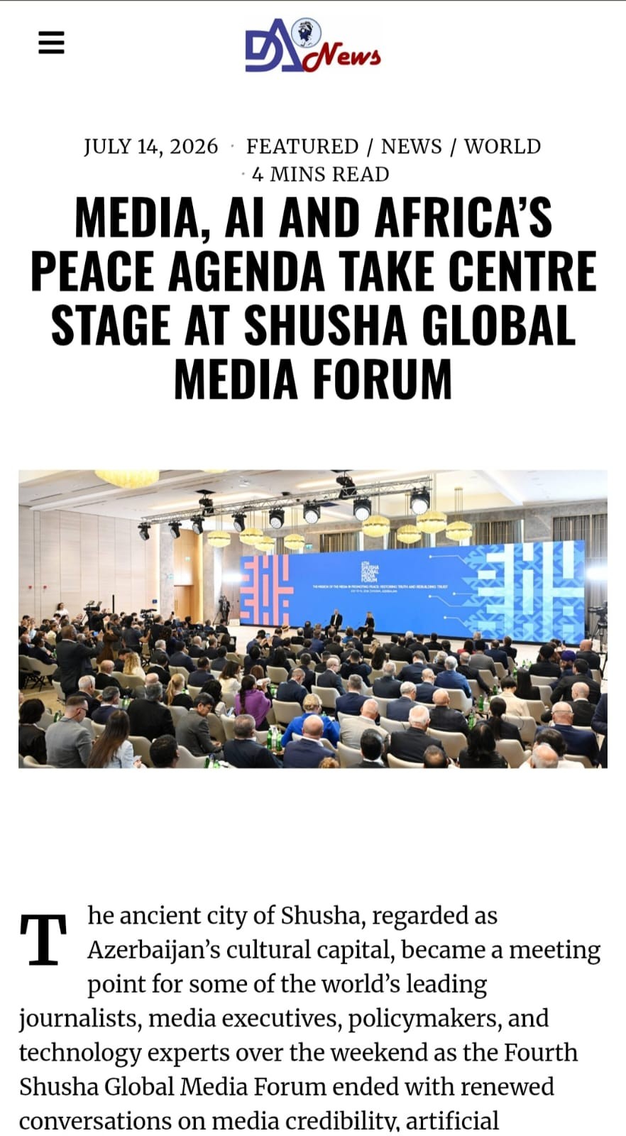 Xarici QHT-lər İlham Əliyevin Şuşa Media Forumundakı mesajlarının vacibliyini qeyd ediblər