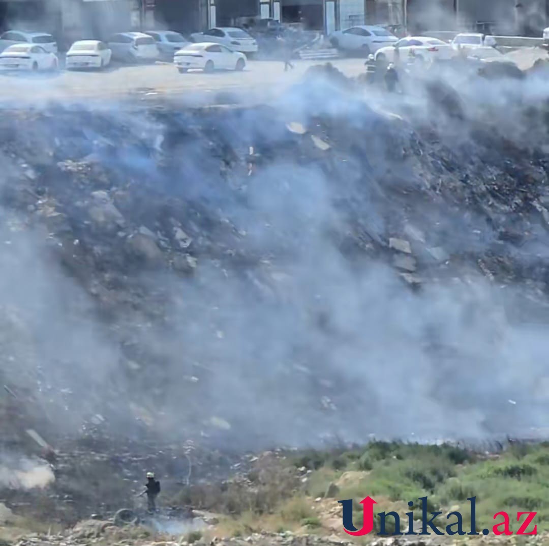 Bakıda açıq ərazidə yanğın - FOTO (YENİLƏNİB)
