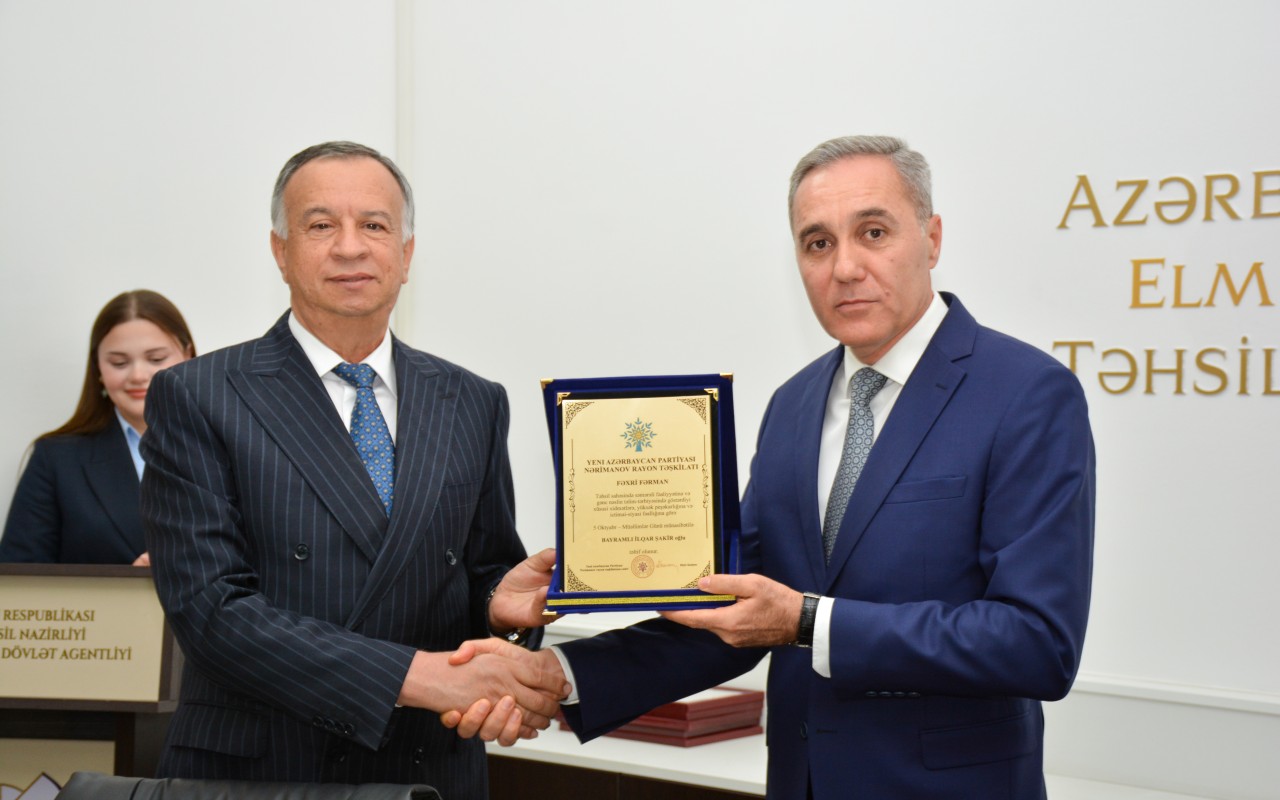 YAP Nərimanov rayon təşkilatı müəllimləri mükafatlandırdı - FOTOLAR