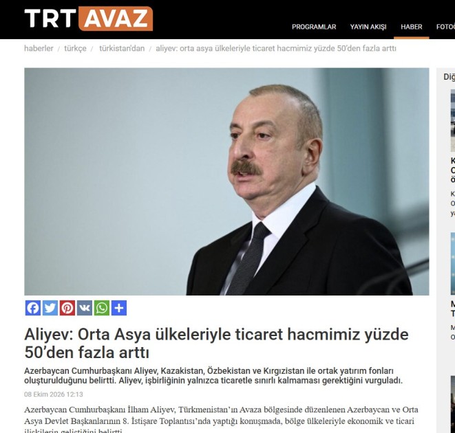 Türkiyə mediası Azərbaycan Prezidentinin Türkmənistan səfərindən yazdı - FOTOLAR