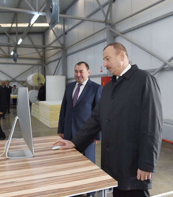 Prezident Ağstafada mebel fabrikinin açılışını etdi - FOTOLAR